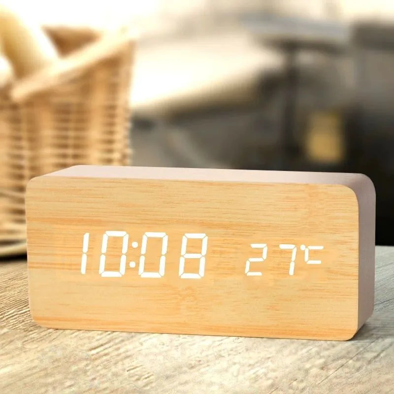 Wooden LED Digital Alarm Clock