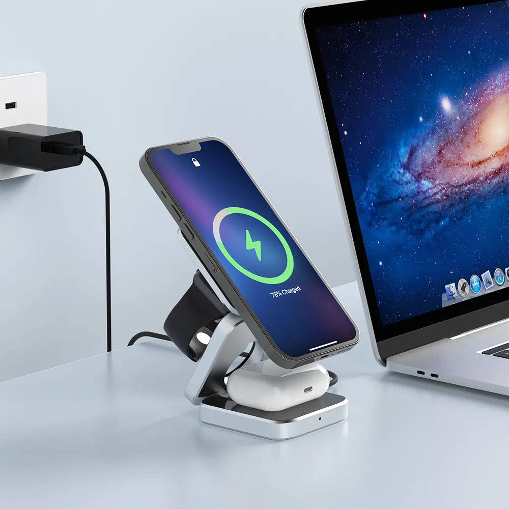 3 In 1 Foldable Magnetic Wireless Charger Stand